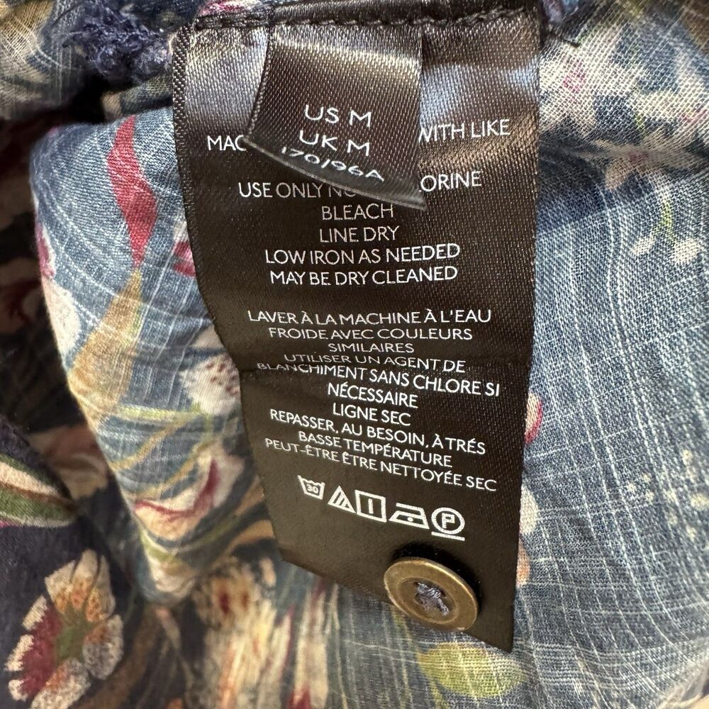 Anthropologie Pilcro Ladder Lace Tunic Blouse Boho Floral Artistic Medium Blue - Picture 6 of 9